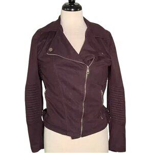 Women's PurpleFaux Leather/ Suede Moto Jacket